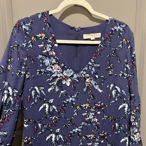 Purple Floral Fit & Flare LOFT Dress